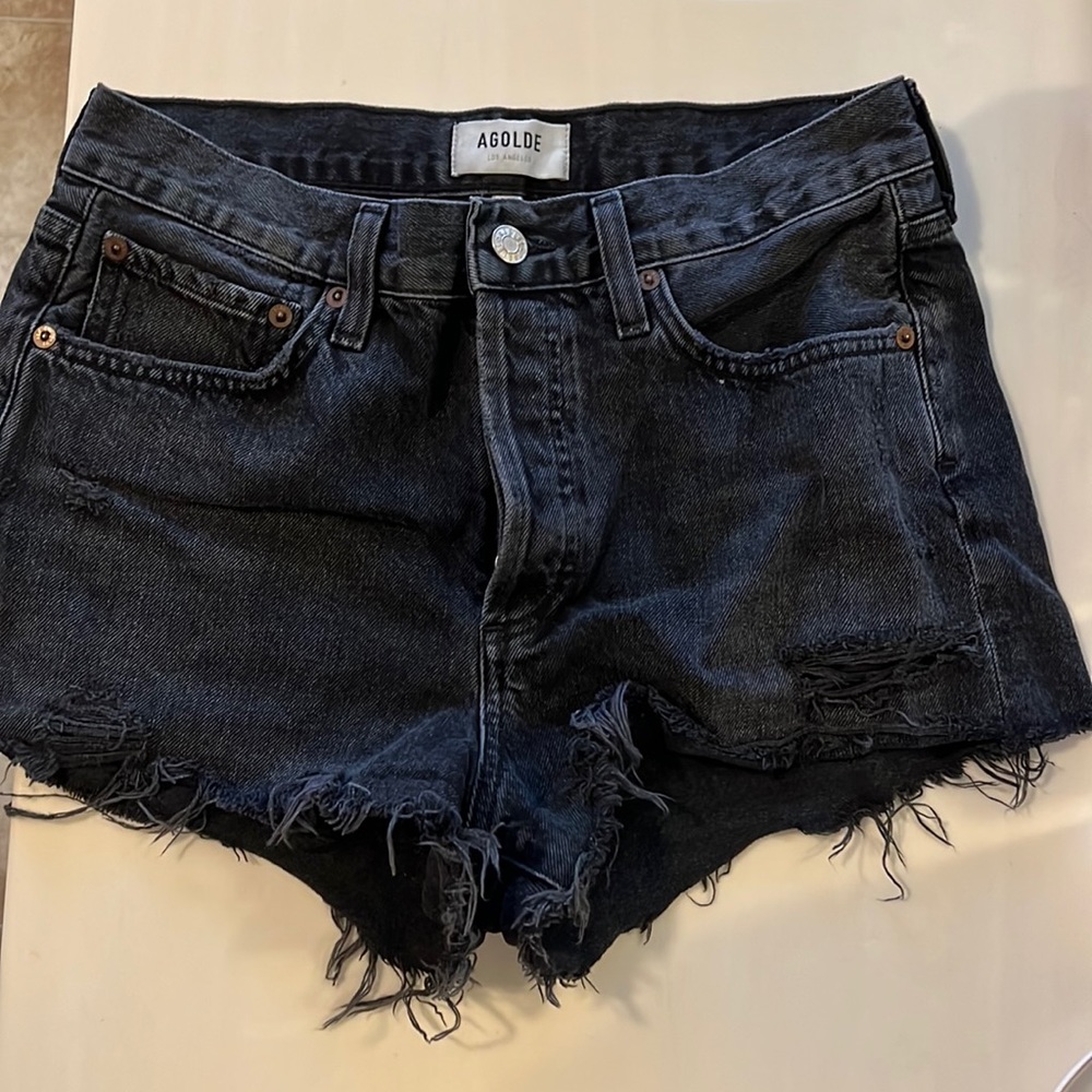 Agolde Parker cut off shorts black denim size 26